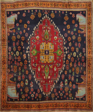 Navy Blue Handmade Kashkoli Persian Rug 5x5