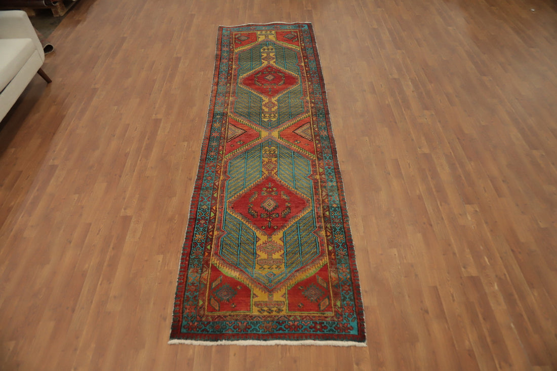 Geometric Wool Ardebil Persian Runner Rug 3x11