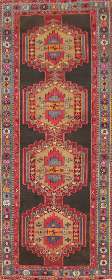 Handmade Wool Ardebil Persian Runner Rug 4x10