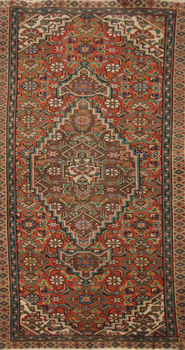 Geometric Wool Orange Tabriz Persian Rug 3x6