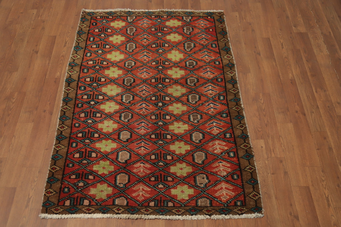 Vintage Geometric Ardebil Persian Rug 3x5