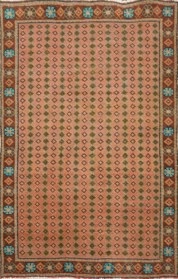 Vintage Geometric Tabriz Persian Rug 3x5