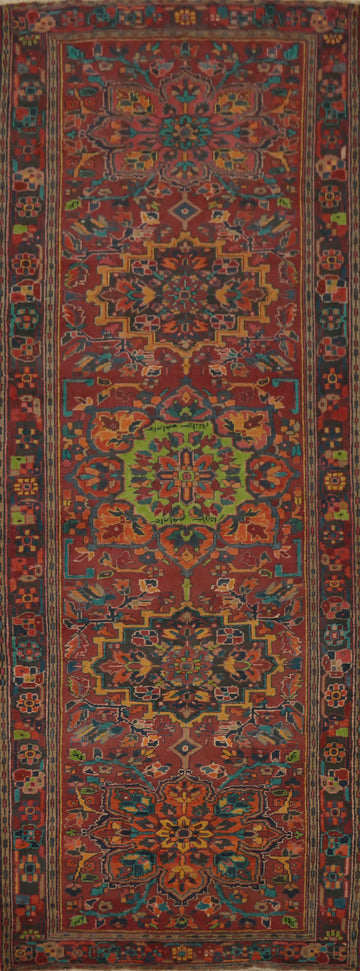 Vintage Wool Heriz Persian Runner Rug 4x11