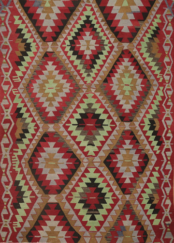 Geometric Kilim Vegetable Dye Area Rug 6x8