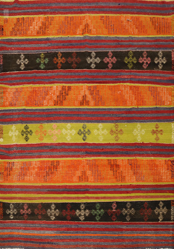 Multicolor Stripe Kilim Rug 5x7 Featuring Folk Design Elements