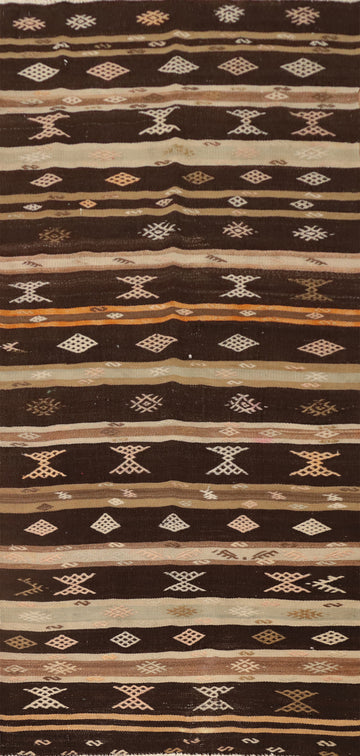Vegetable Dye Kilim Turkish Runner Rug 3x8