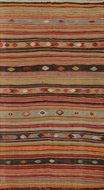 Vegetable Dye Kilim Turkish Area Rug 5x10