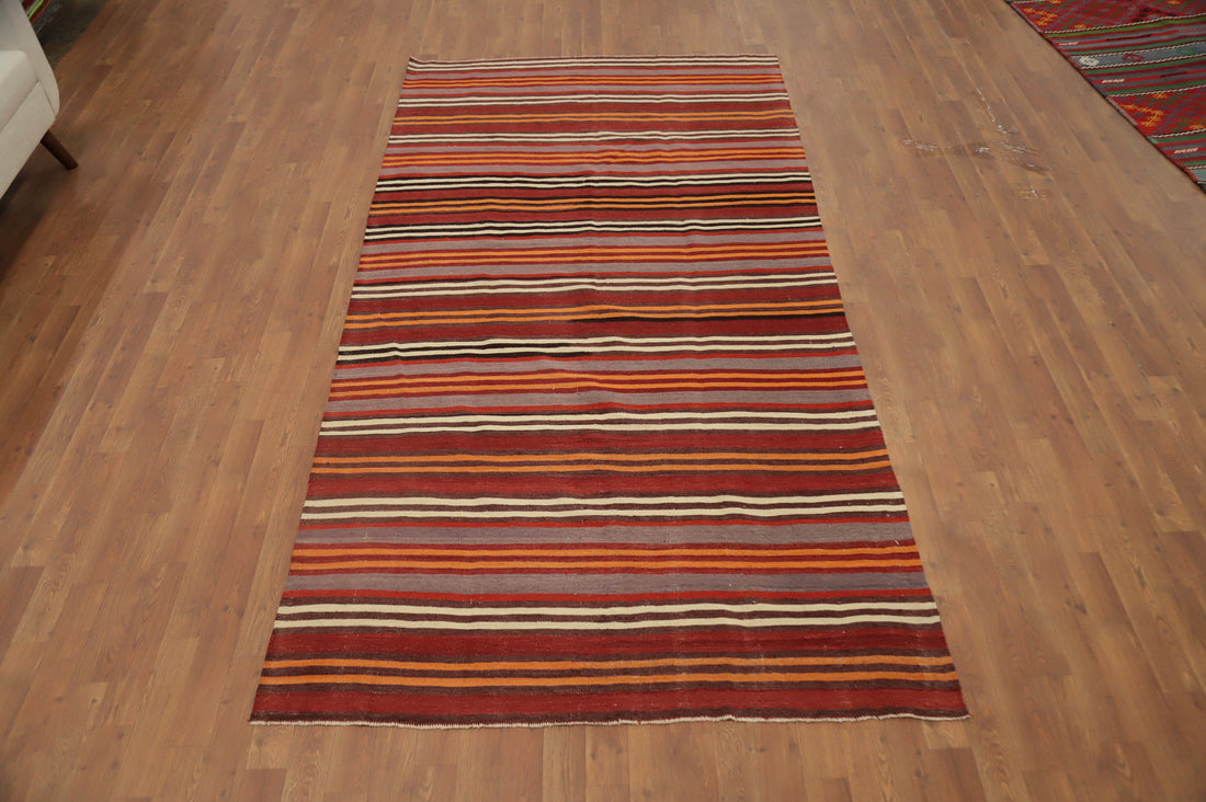 Striped Wool Kilim Vegetable Dye Area Rug 5x9