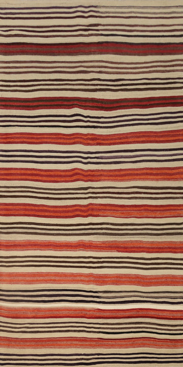 Warm and Cozy Striped Kilim Area Rug 5x10 in Earthy Warm Hues