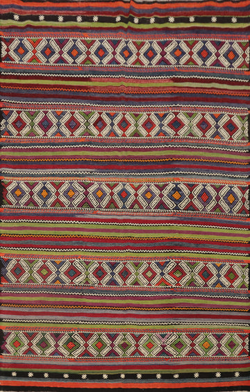 Vibrant Geometric Kilim Area Rug 6x8 with Rich Patterns and Colors