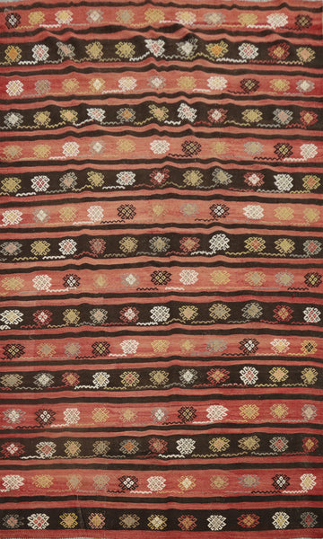 Unique Tribal Patterns on Handcrafted Kilim Area Rug 6x9