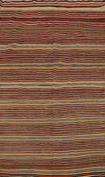 Handcrafted Kilim Area Rug 5X8 with Intricate Horizontal Stripes