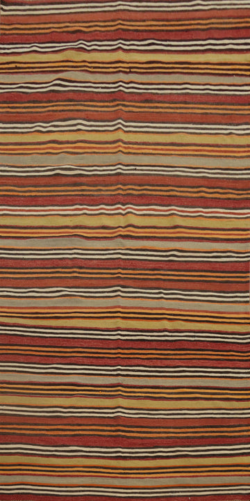 Vegetable Dye Kilim Striped Wool Area Rug 5x10