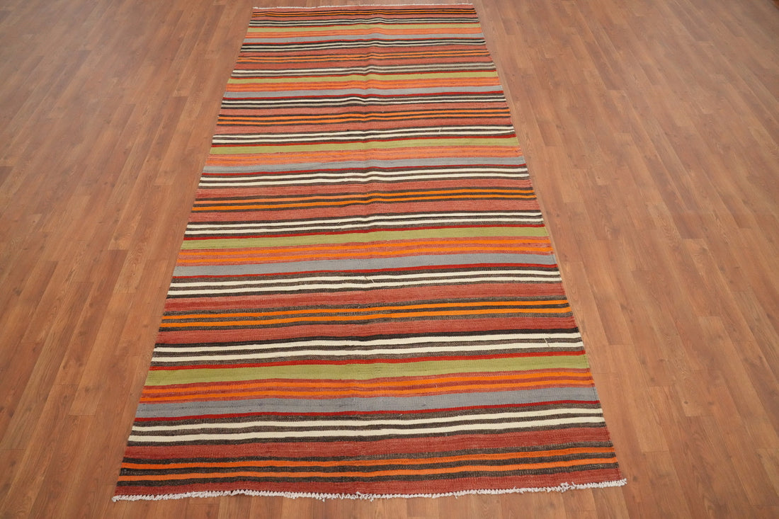 Vegetable Dye Kilim Turkish Runner Rug 4x9