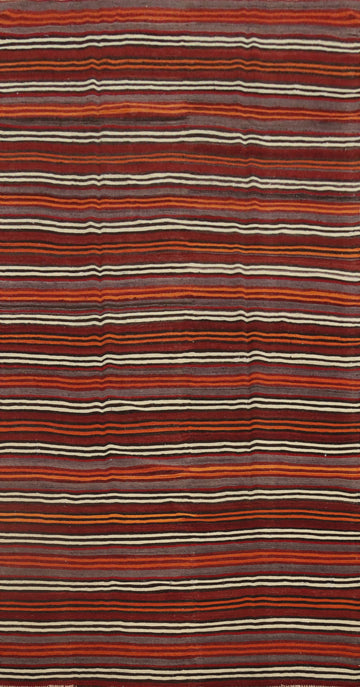 Vegetable Dye Kilim Striped Wool Area Rug 5x10