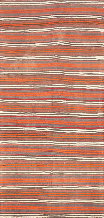 Vegetable Dye Kilim Striped Wool Area Rug 5x11