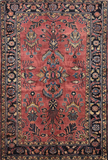 Pre-1900 Antique Vegetable Dye Lilian Persian Rug 5x6