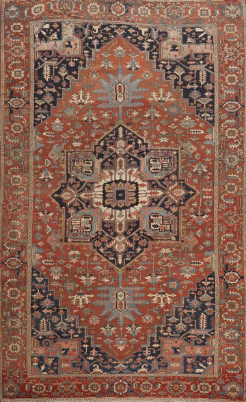 Pre-1900 Vegetable Dye Heriz Serapi Persian Large Rug 10x15