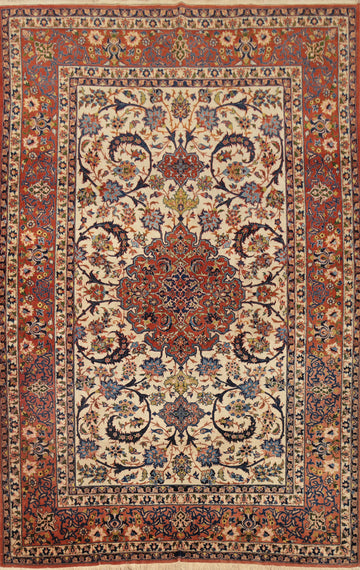 Vegetable Dye Floral Isfahan Persian Rug 5x7