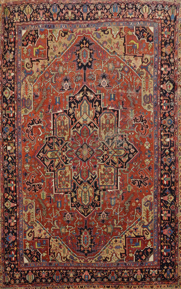 Antique Vegetable Dye Heriz Serapi Persian Area Rug 8x12