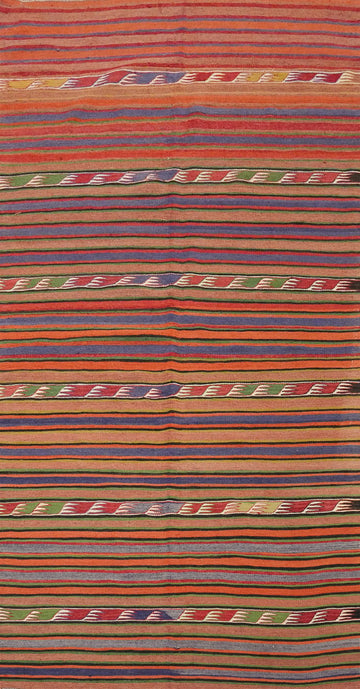 Vegetable Dye Kilim Turkish Runner Rug 4x9