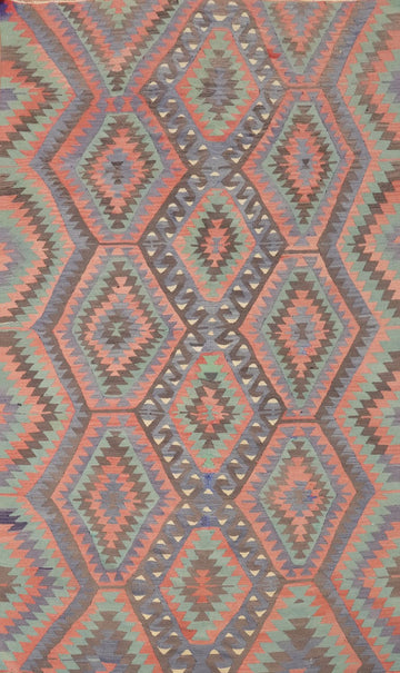 Vegetable Dye Kilim Geometric Area Rug 5x9