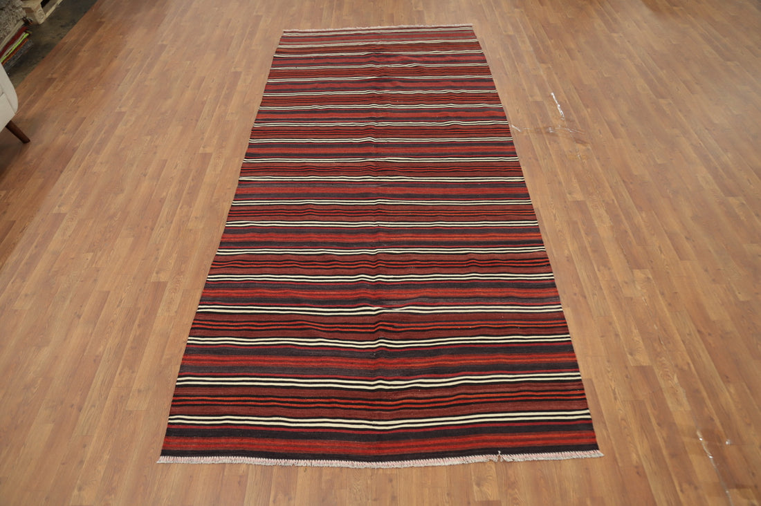 Striped Wool Kilim Vegetable Dye Area Rug 5x12