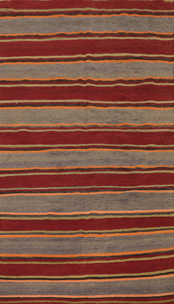 Striped Wool Kilim Vegetable Dye Area Rug 5x8