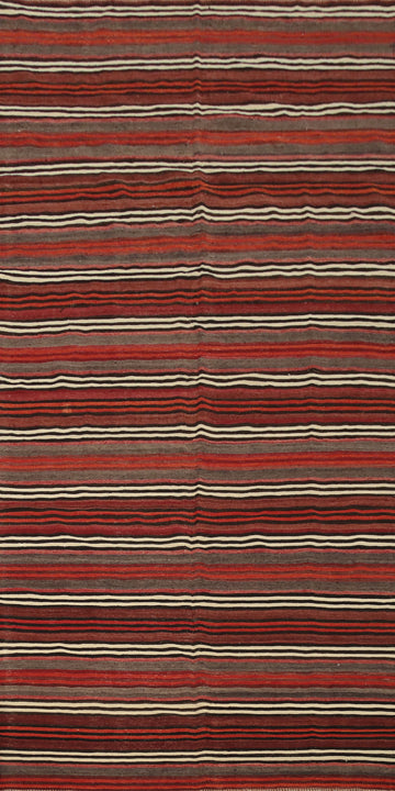 Vibrant Stripes Handwoven Wool Kilim Area Rug 5x11