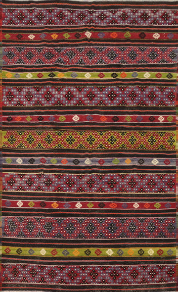Stunning Artisan Kilim Area Rug 6x10 with Striking Flashes of Color