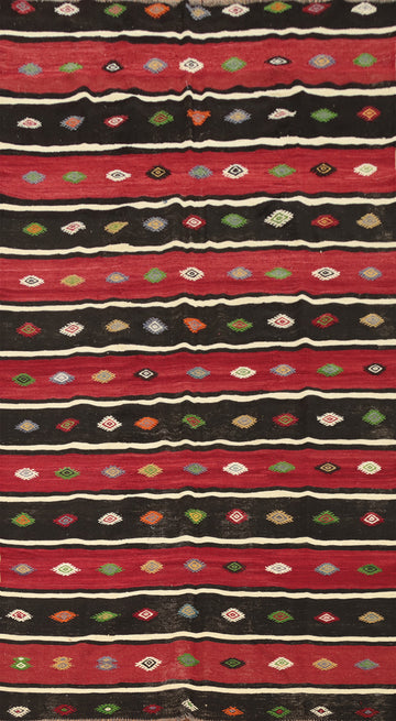 Vibrant Striped Kilim Area Rug 6x10 with Colorful Geometric Patterns