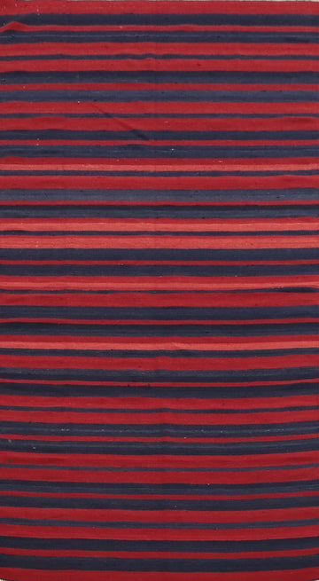 Vegetable Dye Kilim Striped Wool Area Rug 5x10