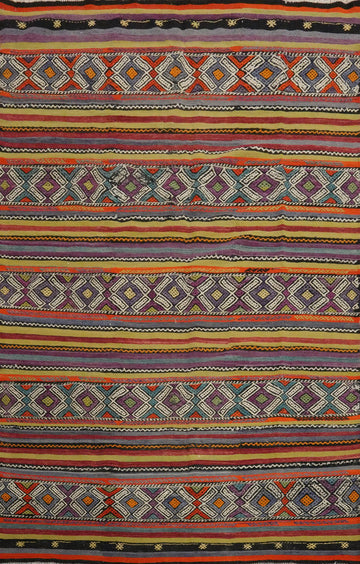 Striped Kilim Vegetable Dye Area Rug 6x9