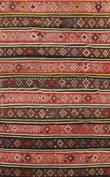 Vegetable Dye Kilim Geometric Area Rug 6x9