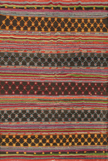 Vegetable Dye Kilim Geometric Wool Area Rug 6x8