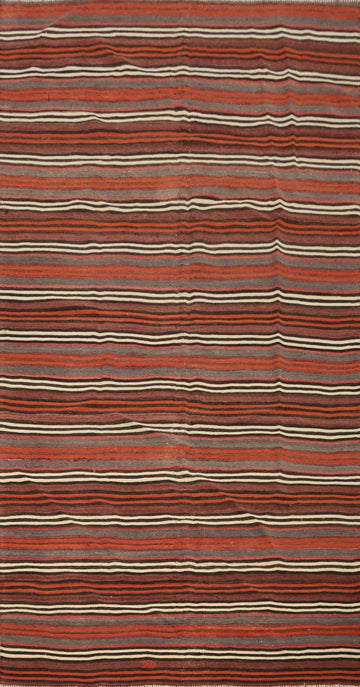 Vegetable Dye Kilim Striped Wool Area Rug 5x10