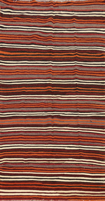 Vegetable Dye Kilim Striped Wool Area Rug 5x9