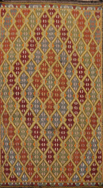 Vegetable Dye Kilim Geometric Wool Area Rug 5x9