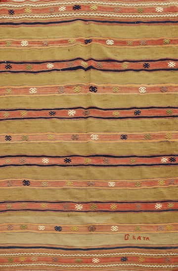 Vegetable Dye Kilim Turkish Rug 5x6