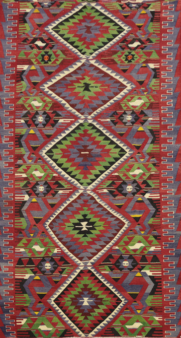 Vegetable Dye Kilim Geometric Wool Area Rug 6x10
