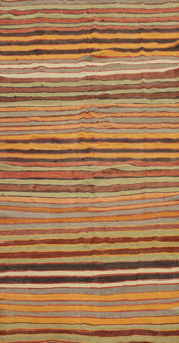 Vibrant Earthy Striped Kilim Area Rug 5x9 for Cozy Home Interiors