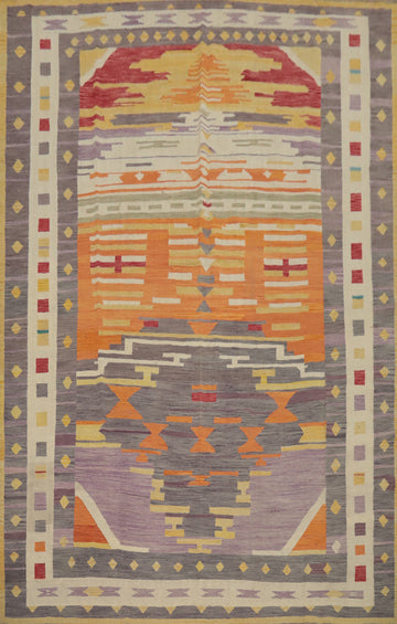Vegetable Dye Wool Kilim Handwoven Area Rug 10x13