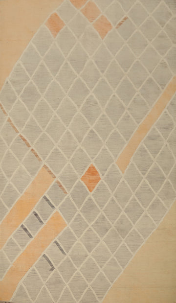 Elegant Geometric Kilim Area Rug 6x9 in Soft Pastel Shades