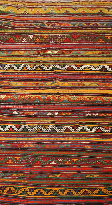 Vibrant Striped Kilim Area Rug 6x11 for Eclectic Home Decor