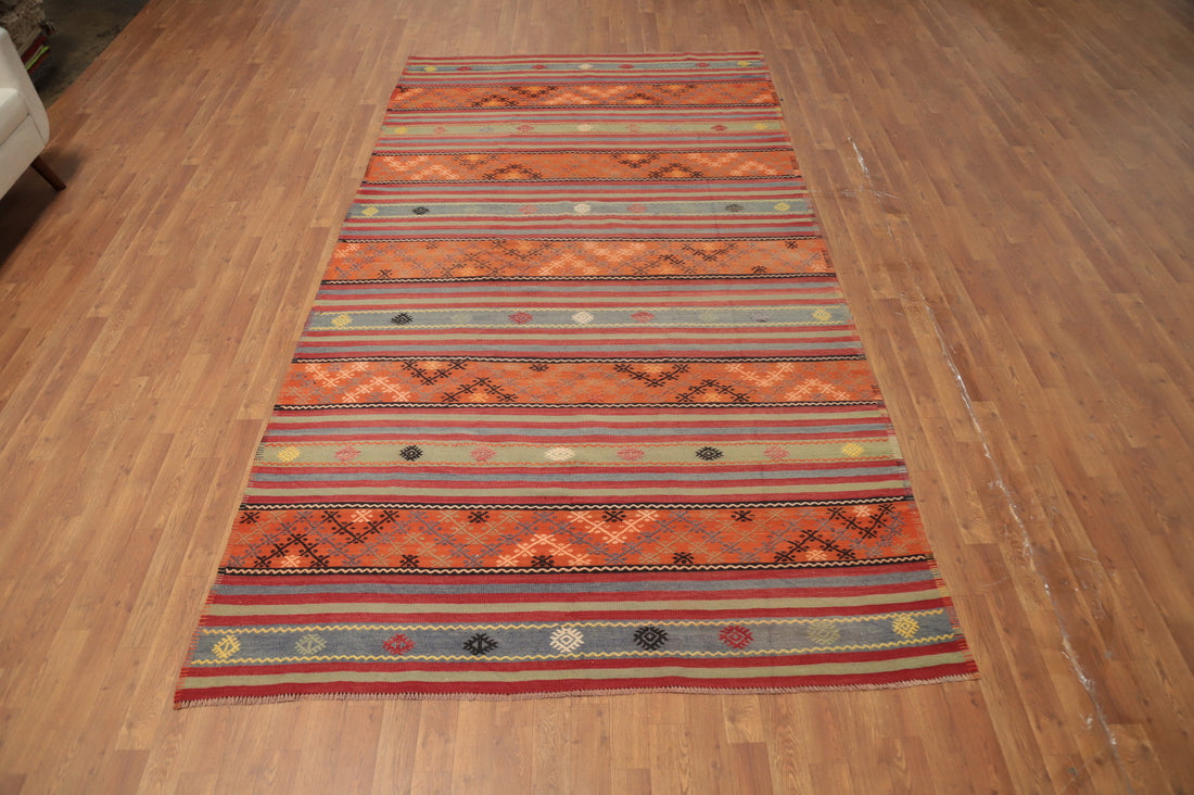 Vegetable Dye Kilim Turkish Area Rug 6x11