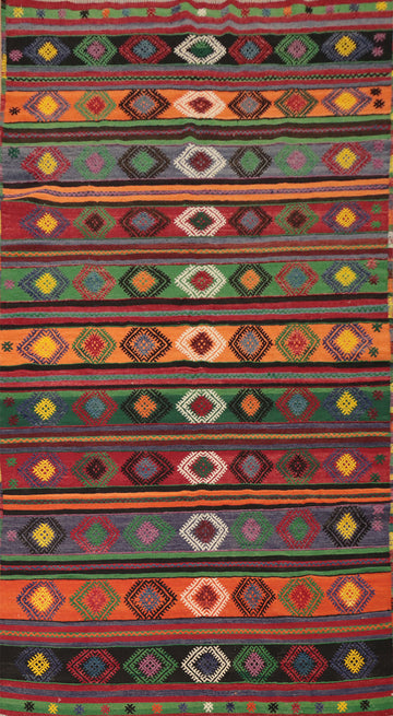 Vibrant Geometric Kilim Area Rug 6x10 for Bohemian Living Rooms