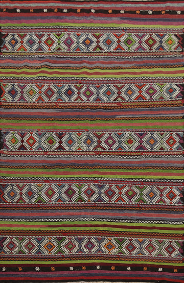 Rustic Charm Kilim Area Rug 6x9 with Geometric Designs