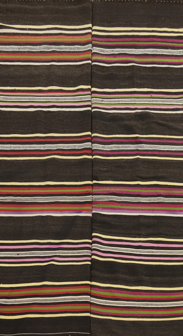 Vintage Charm Striped Kilim Area Rug 5x9 with Earthy Tones