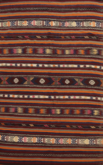 Vibrant Handwoven Kilim Area Rug 6x9 with Rich Geometric Patterns