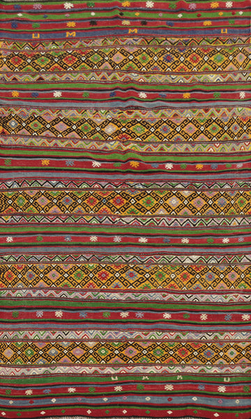 Vegetable Dye Kilim Turkish Area Rug 5x8